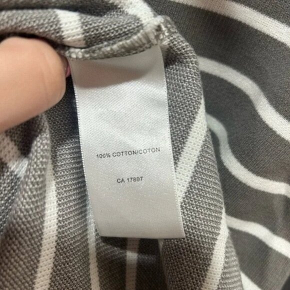 Banana Republic , size L, men’s pull over 1/4 zip, grey and white stripe - Picture 2 of 7